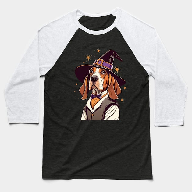 Basset Hound Pumpkin Baseball T-Shirt by BukovskyART